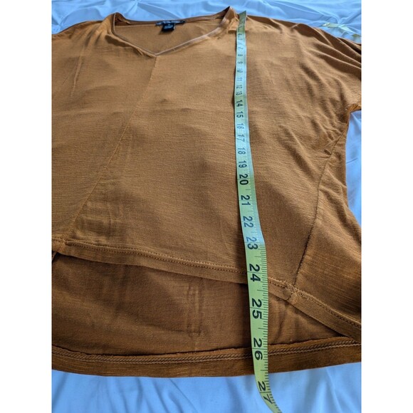 Joan Vass Tee Top Women's M Caramel Deep Mustard Shirt A-Line Soft Comfort New - Picture 9 of 9